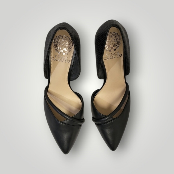 VINCE Camuto Shoes Size 6.5M Black Heels Classic Adeilia Leather Upper - Picture 2 of 9